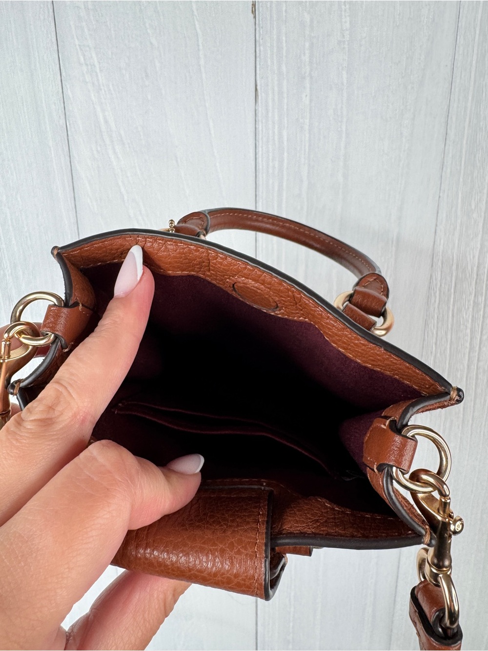 Coach Brown Leather Mini Tote Crossbody - Picture 10 of 12
